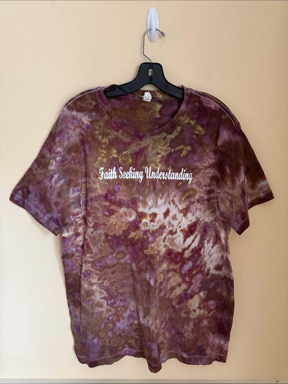 Tie-Dye 'Faith Seeking Understanding'‎ 100% Cotton Graphic Tee Size Large
